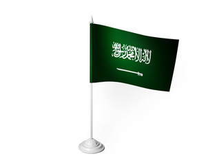 World desk flag waving 3D rendering isolated white background 