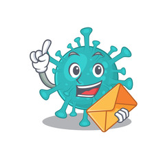 Cute face corona zygote virus mascot design with envelope