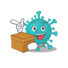 Corona zygote virus cartoon design style having a box