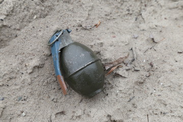 hand grenade in the sand