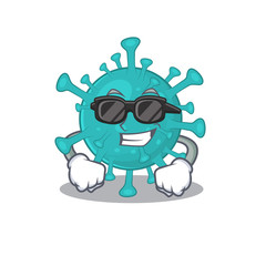 Super cool corona zygote virus mascot character wearing black glasses