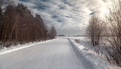 Fototapeta na wymiar Winter countryside road