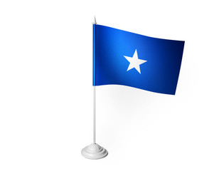 World desk flag waving 3D rendering isolated white background 