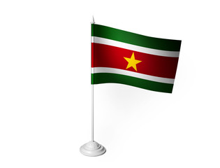 World desk flag waving 3D rendering isolated white background 