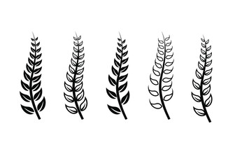 collection of leaf branch black white logo icon design vector illustration