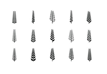 collection of leaf branch black white logo icon design vector illustration