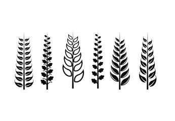 collection of leaf branch black white logo icon design vector illustration