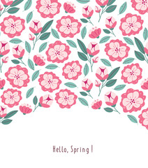 Postcard with spring flowers in bloom