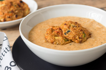 Vegetarian dish wih grain patties