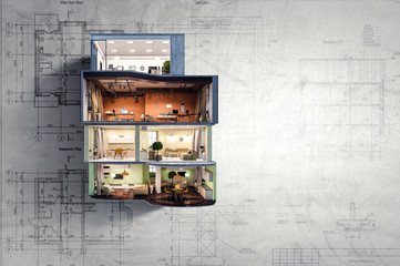 Real estate concept . Mixed media