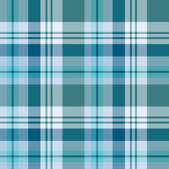 Seamless pattern in great discreet blue, green and white colors for plaid, fabric, textile, clothes, tablecloth and other things. Vector image.