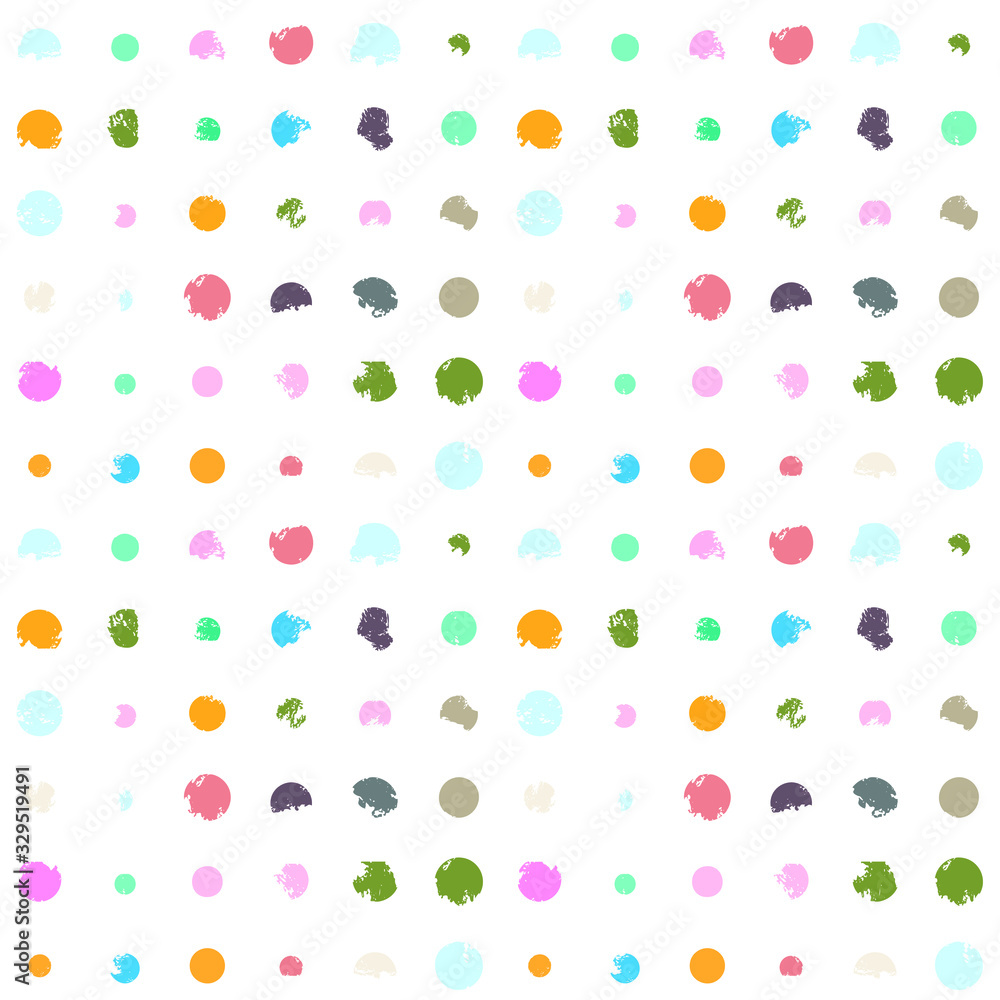 Poster vector confetti pattern. modern polka dot seamless background. pastel colored shapes with worn out t