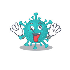 A picture of crazy face corona zygote virus mascot design style