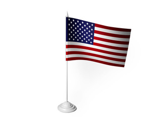 World desk flag waving 3D rendering isolated white background 