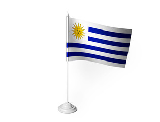 World desk flag waving 3D rendering isolated white background 
