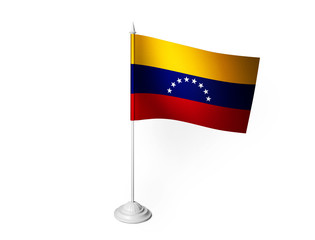 World desk flag waving 3D rendering isolated white background 