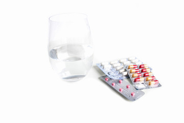 pharmaceuticals antibiotics pills medicine /colorful antibacterials pills on white background