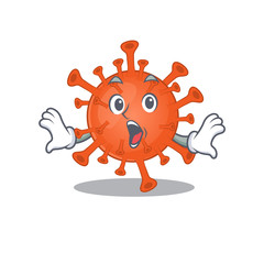 A cartoon character of deadly corona virus making a surprised gesture