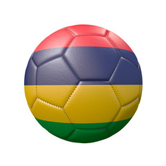 Soccer ball in flag colors isolated on white background. Mauritius. 3D image