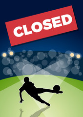 Sport prohibited due to Coronavirus. Football player in action, vector background