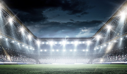 Full night football arena in lights