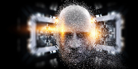 Digital head, artificial intelligence concept