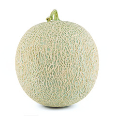 Fresh netted melon isolated on white background.