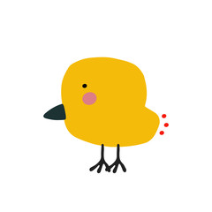 Cute cartoon animal vector illustration. Abstract icon for baby posters, art prints, fashion apparel or stickers. Bird logo