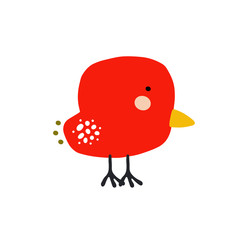 Cute cartoon animal vector illustration. Abstract icon for baby posters, art prints, fashion apparel or stickers. Bird logo