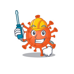 Smart automotive deadly corona virus presented in cartoon character design