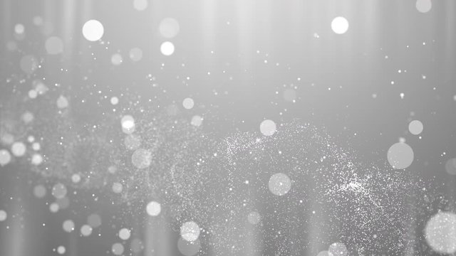 silver white abstract particle flow award presentation with glitter effect on dark simple elegant fluid background