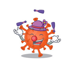 A sweet deadly corona virus mascot cartoon style playing Juggling
