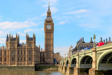 Fototapeta na wymiar Big Ben and House of Parliament with Westminster bridge in London