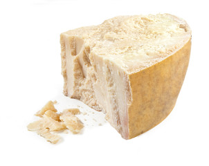Parmesan cheese isolated on white background