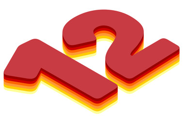 Numbers Isometric 3D rendering isolated background 