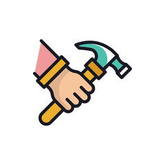 Hammer Vector  Icon Filled Outline Style Illustrations 