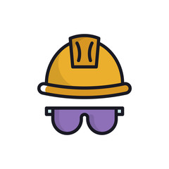 Safety Hat Vector  Icon Filled Outline Style Illustrations 