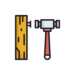 Hammer Vector  Icon Filled Outline Style Illustrations 