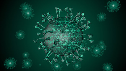 Coronavirus COVID-19 Alert SOS. Pandemic virus medical health risk, immunology, virology, epidemiology concept. Microscope virus background.