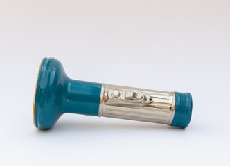 Vintage midcentury modern design flashlight - torch blue and silver color