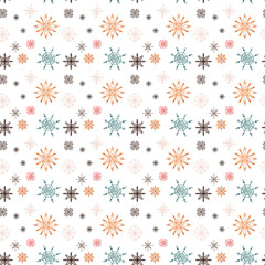 Fototapeta na wymiar Multi-colored snowflakes hand-held seamless square texture textural digital art on a white background. Print for wrapping paper, cards, banners, posters, web, fabrics, invitations.