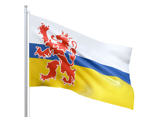 Limburg (province of the Netherlands) flag waving on white background, close up, isolated. 3D render