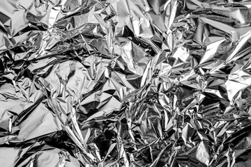 aluminium foil crumpled Silver texture abstract background