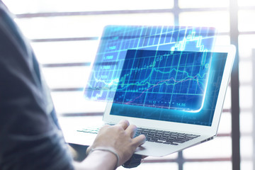 Fototapeta premium specialist in Finance and business team doing analysis of marketing reports, Via the network On the computer