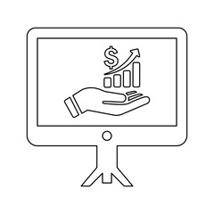 Profit growth outline icon, earning analytics report