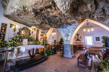 Interior of Madonna della Rocca old church in Taormina city on Sicily Island, Italy