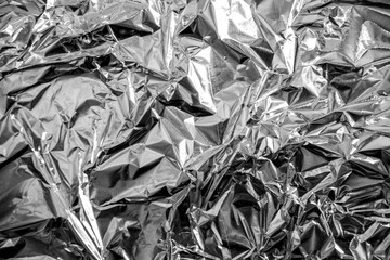 aluminium foil crumpled Silver texture abstract background