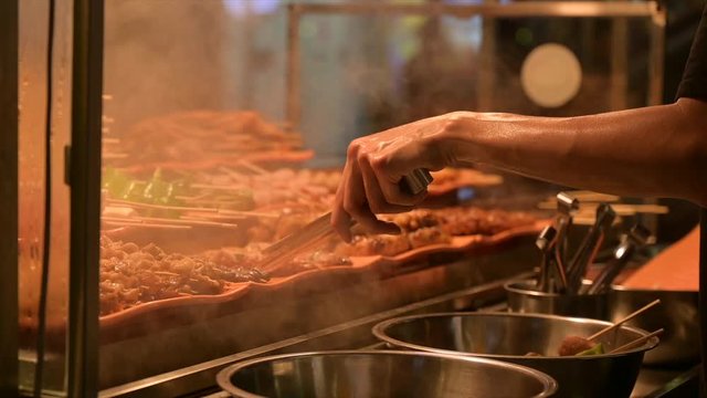 Taiwan night market selling Lou Mei, Soy sauce meat at outdoor market