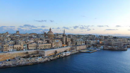 Aerial view over the city of Valletta - the capital city of Malta - aerial photography