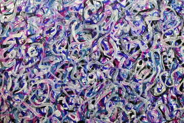 blue white and purple doodles. sketch in the style of abstract expressionism	